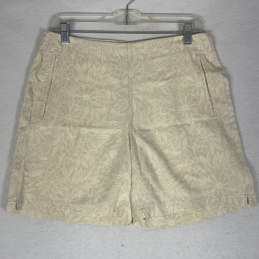 Tommy Bahama Floral Print Shorts Beige Womens 109% Silk Casual‎ Pockets